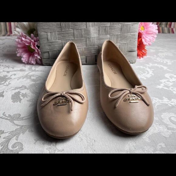 Coach Womens Shoes Size 9 Tan Leather Ballet Flats - Picture 5 of 14